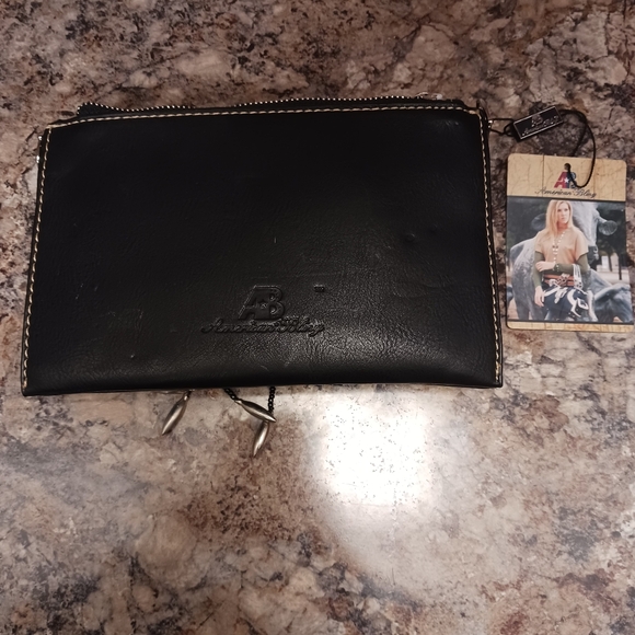 New Montana West/ American Bling Black Beaded Studded Clutch - Picture 2 of 5